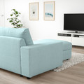 VIMLE 4-seat sofa with chaise longue, with wide armrests/Saxemara light blue