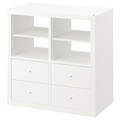 KALLAX Shelving unit, with 4 drawers/with 2 shelf inserts white, 77x77 cm