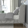 TUFJORD Upholstered bed frame, Tallmyra white/black/Lindbåden, 140x200 cm