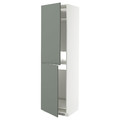 METOD High cabinet for fridge/freezer, white/Nickebo matt grey-green, 60x60x220 cm