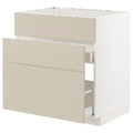 METOD / MAXIMERA Base cab f sink+3 fronts/2 drawers, white/Havstorp beige, 80x60 cm