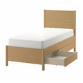 TONSTAD Bed frame with storage, oak veneer/Luröy, 90x200 cm