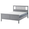 HEMNES Bed frame with mattress, grey stain/Valevåg firm, 140x200 cm