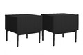 Nightstand Bedside Table Nicole Set of 2, black legs, matt black