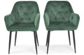 Glamour Chair with Armrests EMMA, velvet, dark green