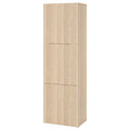 BESTÅ Shelf unit with doors, white stained oak effect/Lappviken white stained oak effect, 60x42x193 cm