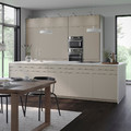 METOD Wall cabinet w dish drainer/2 doors, white/Upplöv matt dark beige, 60x60 cm