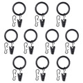 SYRLIG Curtain ring with clip and hook, black, 25 mm