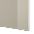 BESTÅ TV storage combination/glass doors, black-brown/Selsviken high-gloss/beige clear glass, 300x42x231 cm