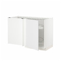 METOD Corner base cab w pull-out fitting, white/Stensund white, 128x68 cm