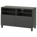 BESTÅ TV bench with doors, dark grey/Lappviken/Stubbarp dark grey, 120x42x74 cm