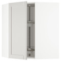 METOD Corner wall cabinet with carousel, white/Lerhyttan light grey, 68x80 cm