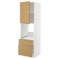 METOD / MAXIMERA Hi cab f ov w dr/2 frnt/1 m/1 h drw, white/Voxtorp oak effect, 60x60x200 cm