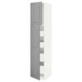 METOD / MAXIMERA Hi cab w 2 doors/4 drawers, white/Bodbyn grey, 40x60x200 cm