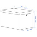 NIMM Storage box with lid, spotted grey, 35x50x30 cm