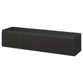 BESTÅ TV bench with doors, black-brown Hammarsmed/anthracite, 180x42x38 cm