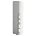 METOD / MAXIMERA Hi cab w 2 doors/4 drawers, white/Bodbyn grey, 60x60x220 cm