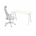 TROTTEN / MATCHSPEL Desk and chair, white/light grey