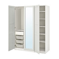 PAX / TYSSEDAL Wardrobe combination, white/mirror glass, 150x60x201 cm