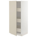METOD / MAXIMERA High cabinet with drawers, white/Havstorp beige, 60x60x140 cm
