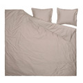 LUKTJASMIN Duvet cover and 2 pillowcases, grey-beige, 200x200/50x60 cm