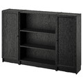 BILLY / OXBERG Bookcase comb w doors, black oak effect, 160x106 cm