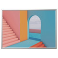 BJÖRKSTA Picture with frame, doorway/aluminium-colour, 140x100 cm