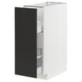 METOD / MAXIMERA Base cabinet/pull-out int fittings, white/Nickebo matt anthracite, 30x60 cm