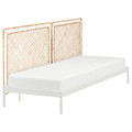 VEVELSTAD Bed frame with 2 headboards, white/Tolkning rattan, 90x200 cm