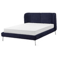 TUFJORD Upholstered bed frame, Tallmyra black-blue/Leirsund, 140x200 cm