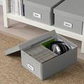 HOVKRATS Storage box with lid, light grey, 23x32x14 cm