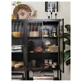 MOSSJÖN Glass-door cabinet with 2 doors, anthracite, 60x34x146 cm