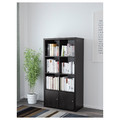 KALLAX Shelf unit with doors, black-brown, 77x147 cm