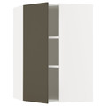 METOD Corner wall cabinet with shelves, white/Havstorp brown-beige, 68x100 cm