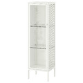 BAGGEBO Cabinet with glass doors, metal, white, 34x30x116 cm