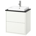 HAVBÄCK / ORRSJÖN Wash-stnd w drawers/wash-basin/tap, white/black marble effect, 62x49x71 cm