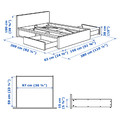 MALM Bed frame, high, w 4 storage boxes, white stained oak veneer, Luröy, 140x200 cm