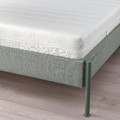 TÄLLÅSEN Upholstered bed frame with mattress, Kulsta grey-green/Åkrehamn firm, 140x200 cm