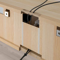 BESTÅ TV storage combination/glass doors, white stained oak effect/Lappviken white stained oak eff clear glass, 300x42x193 cm