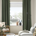 MAJGULL Block-out curtains, 1 pair, dark green, 145x300 cm