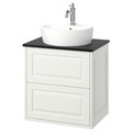 TÄNNFORSEN / TÖRNVIKEN Wash-stnd w drawers/wash-basin/tap, white/black marble effect, 62x49x79 cm