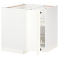 METOD Corner base cabinet with carousel, white/Vallstena white, 88x88 cm