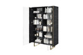 High Cabinet Display Cabinet Verica 120 cm, charcoal, gold legs