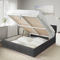 BJORBEKK Bed with storage, grey, 160x200 cm