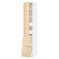 METOD / MAXIMERA Hi cab w shlvs/4 drawers/dr/2 frnts, white/Askersund light ash effect, 40x60x220 cm