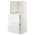 METOD / MAXIMERA High cabinet w 2 drawers for oven, white/Voxtorp high-gloss/white, 60x60x140 cm