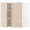 METOD Wall cabinet with shelves/2 doors, white/Askersund light ash effect, 60x60 cm