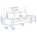 VIMLE 3-seat sofa, with wide armrests/Hallarp grey