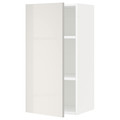 METOD Wall cabinet with shelves, white/Ringhult light grey, 40x80 cm