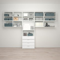 PLATSA Wardrobe with 9 doors+4 drawers, white/Fonnes white, 340x42x241 cm